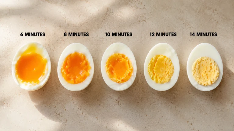 Comparatif du temps de cuisson des œufs de 6 à 14 minutes